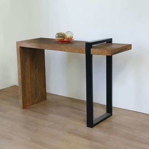 Mesa lateral madera fierro